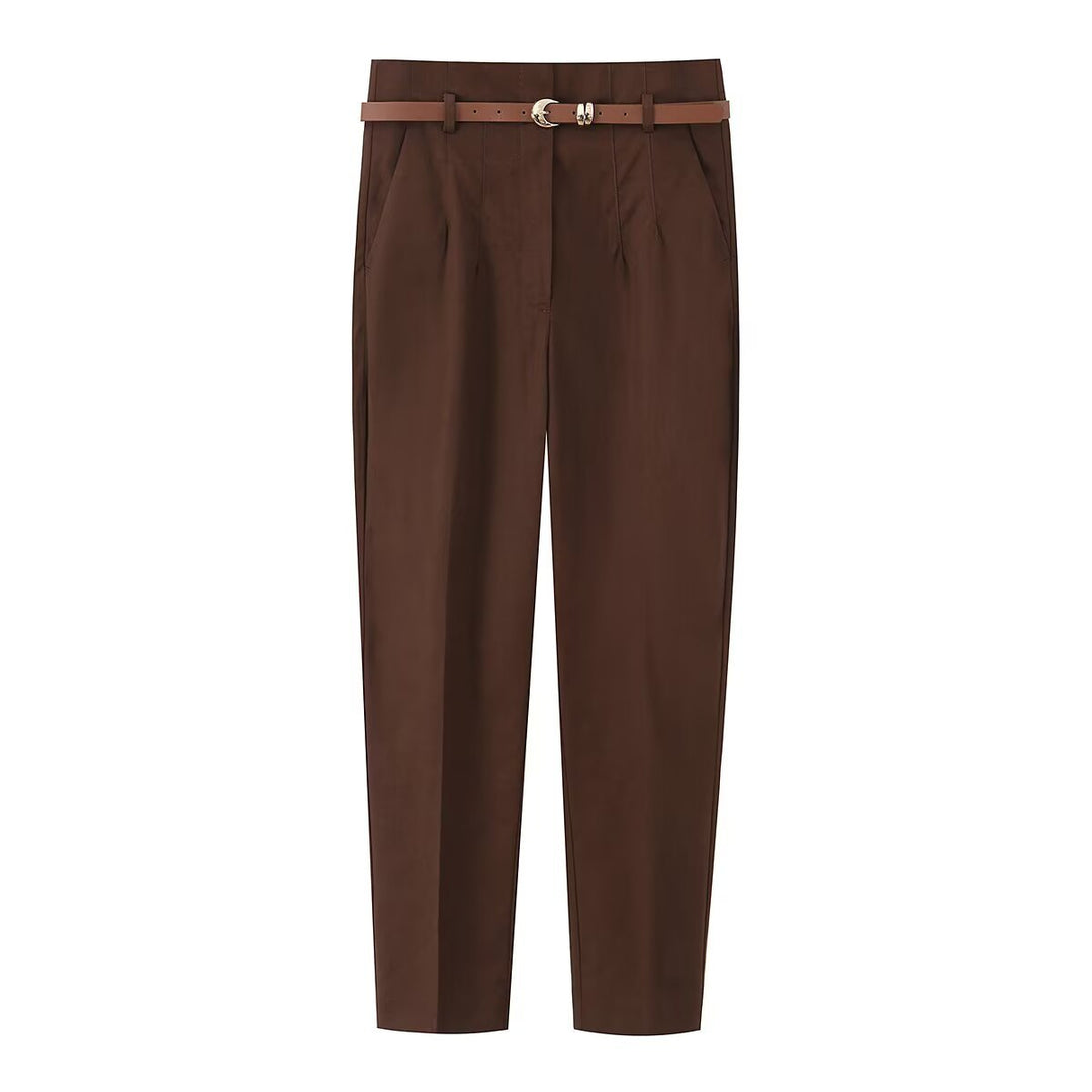 Damer elegant Chino bukser med praktiske lommer og moderiktig belte Skjora