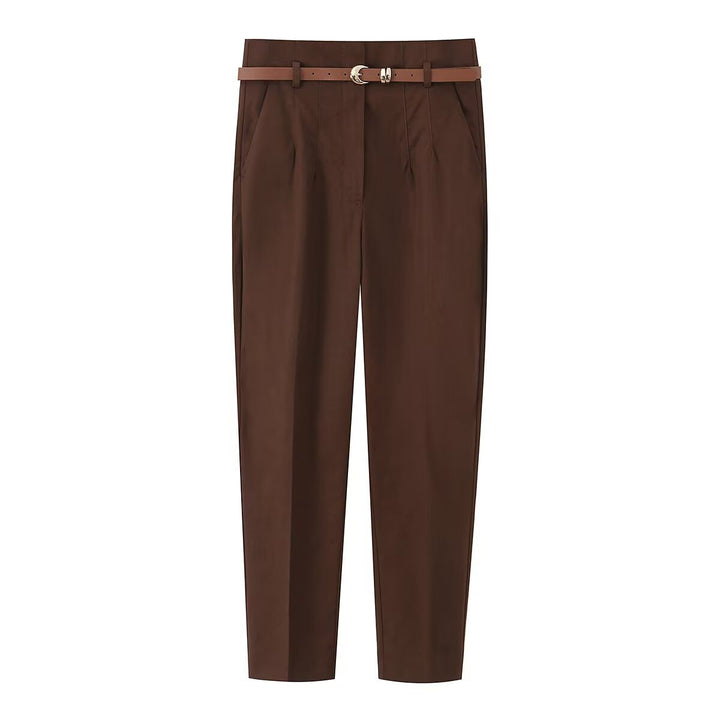 Damer elegant Chino bukser med praktiske lommer og moderiktig belte Skjora