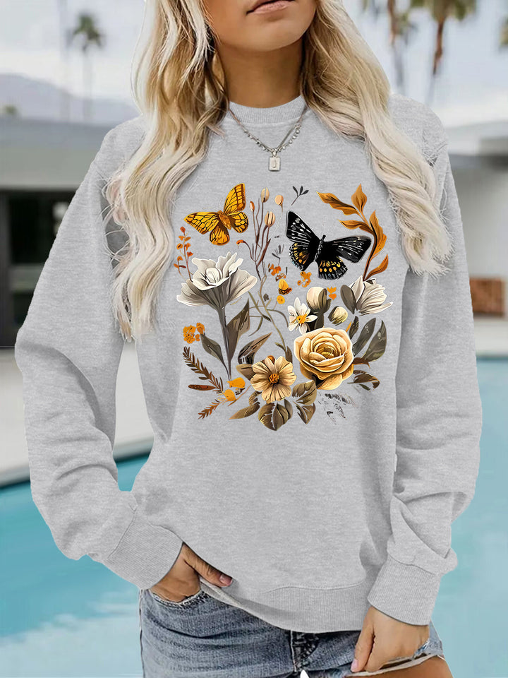 Kvinnelig sweatshirt med blomstertrykk og avslappet passform Skjora