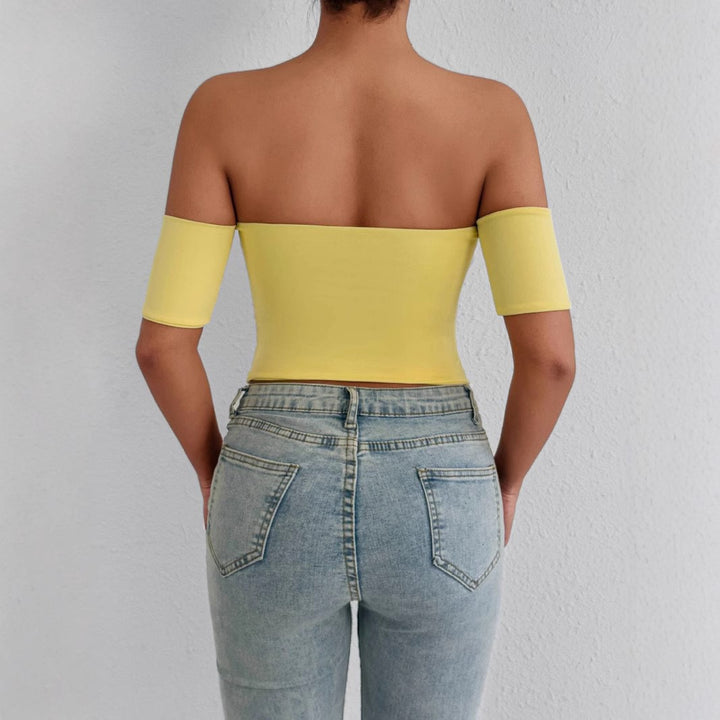Damer Off-Shoulder Topp med figursydde linjer Skjora