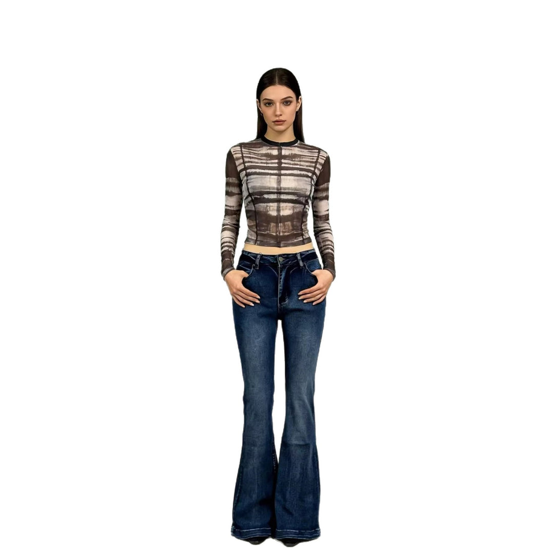 Damer elegant cropped topp med pufferm og vintage broderi Skjora
