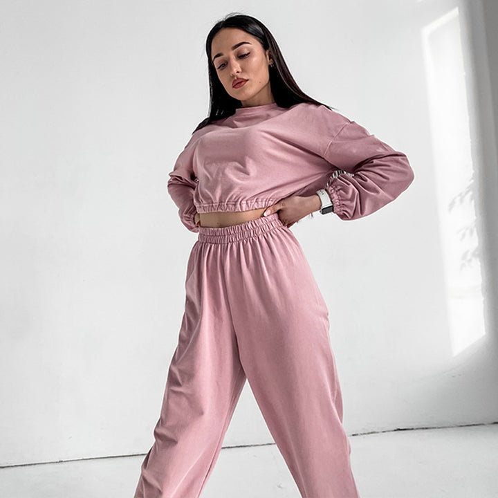 Dame sporty loungewear-set med løs passform og elastisk midje Skjora