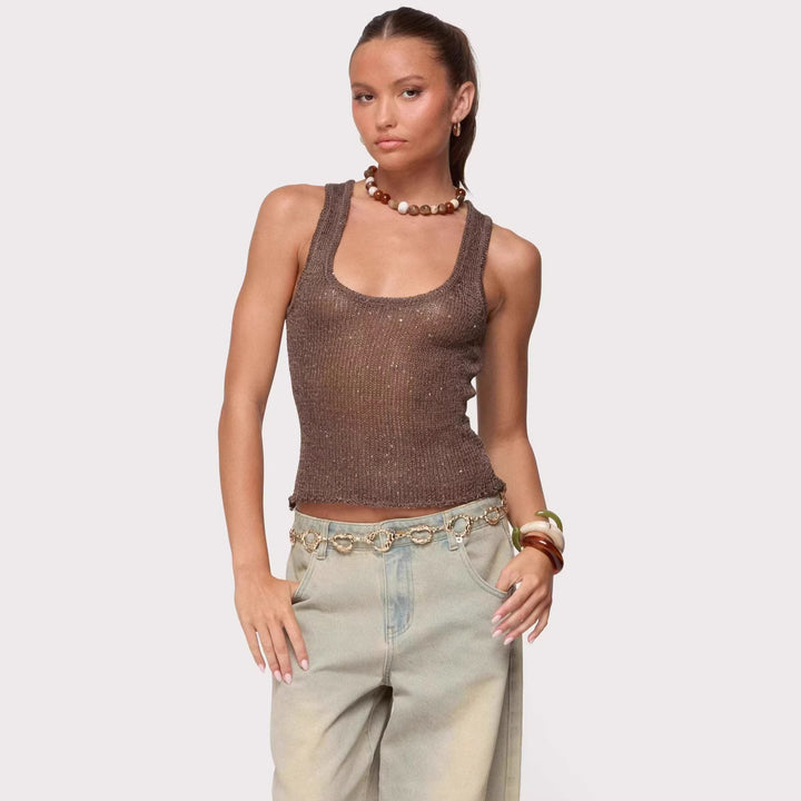 Damer Glamorøst Glitrende Tanktop Skjora
