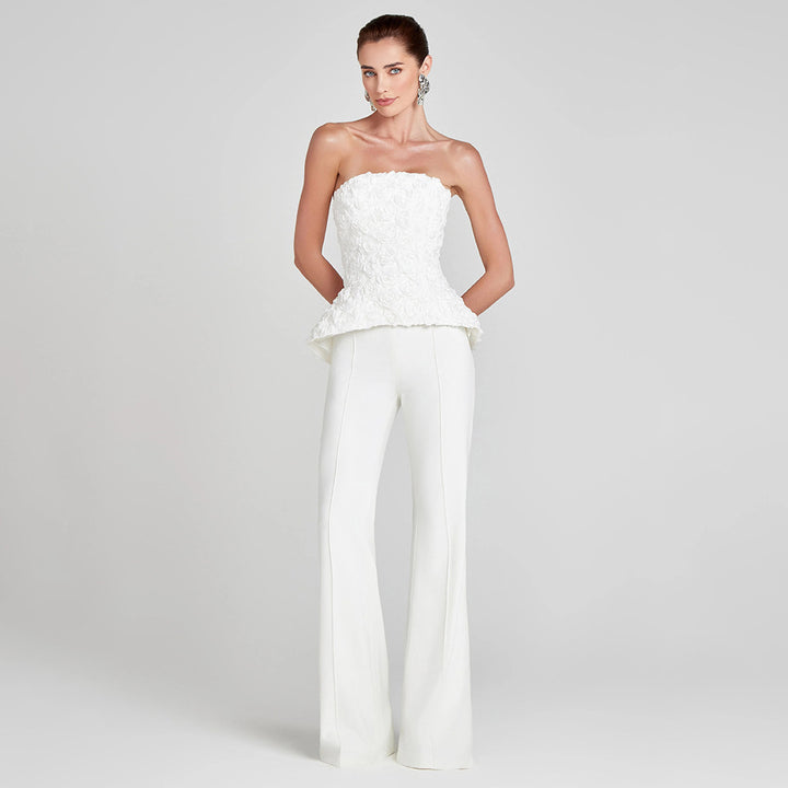 Dame Elegant Peplum-Topp med utsvingt bukse Skjora