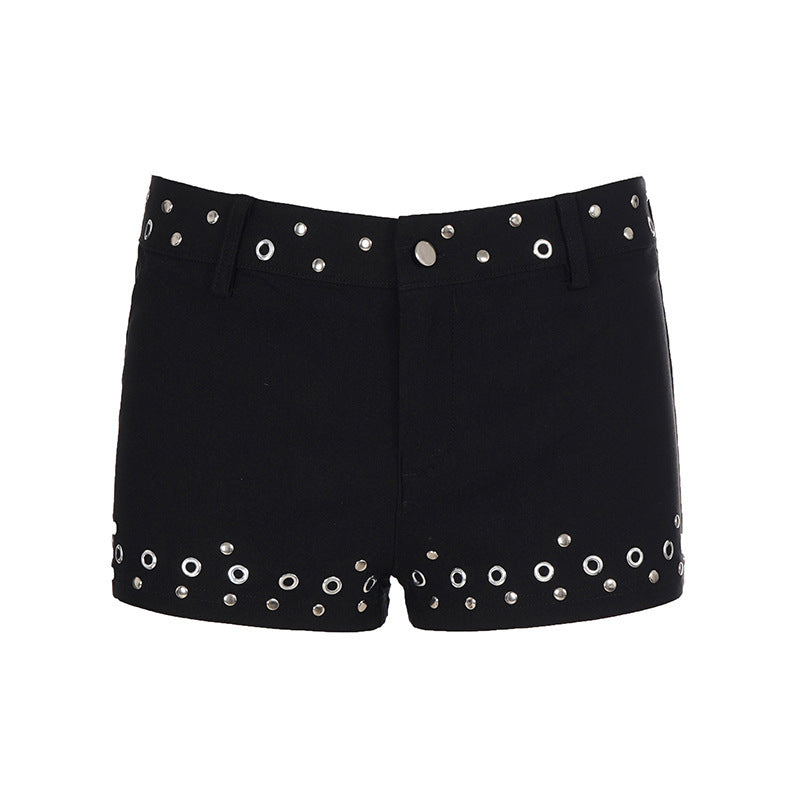 Dame Fashion Shorts med dekorative metalløyer Skjora