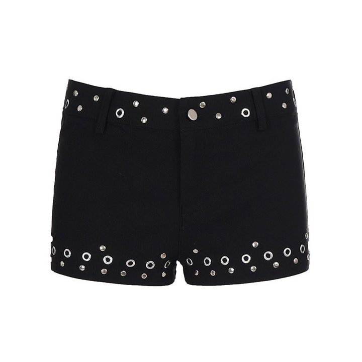 Dame Fashion Shorts med dekorative metalløyer Skjora