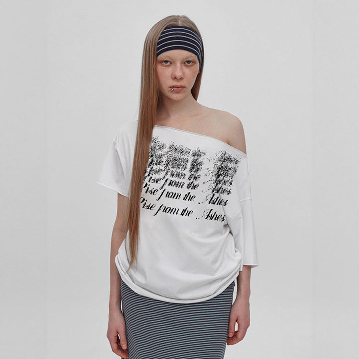 Dame Oversized T-skjorte med krystall dekorasjon og V-hals Skjora
