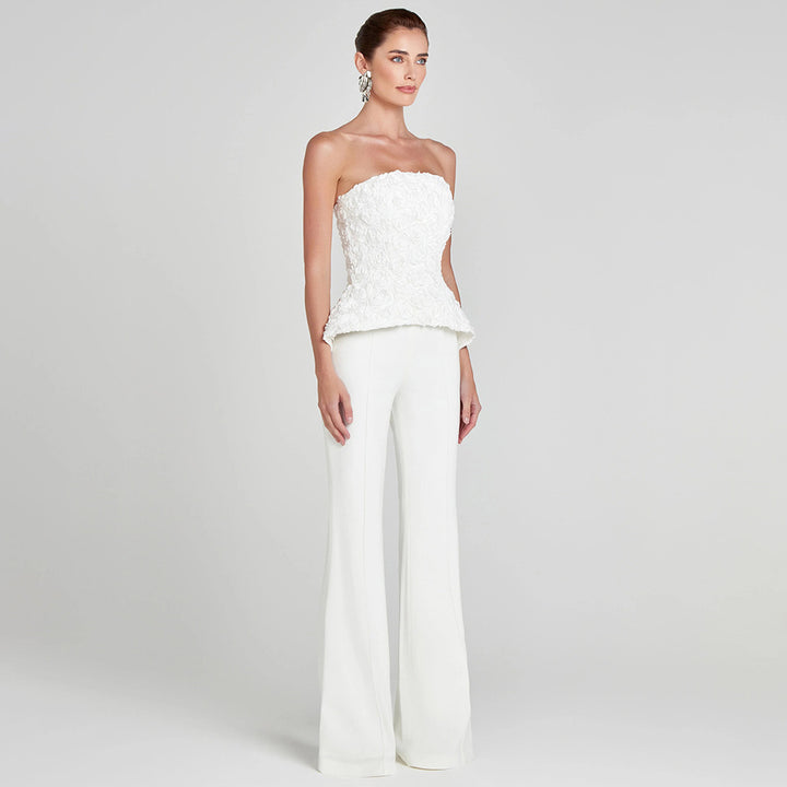 Dame Elegant Peplum-Topp med utsvingt bukse Skjora