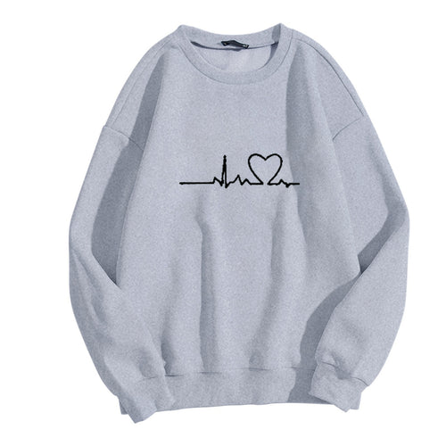 Dame Sweatshirt med hjertefrekvens grafikk Skjora