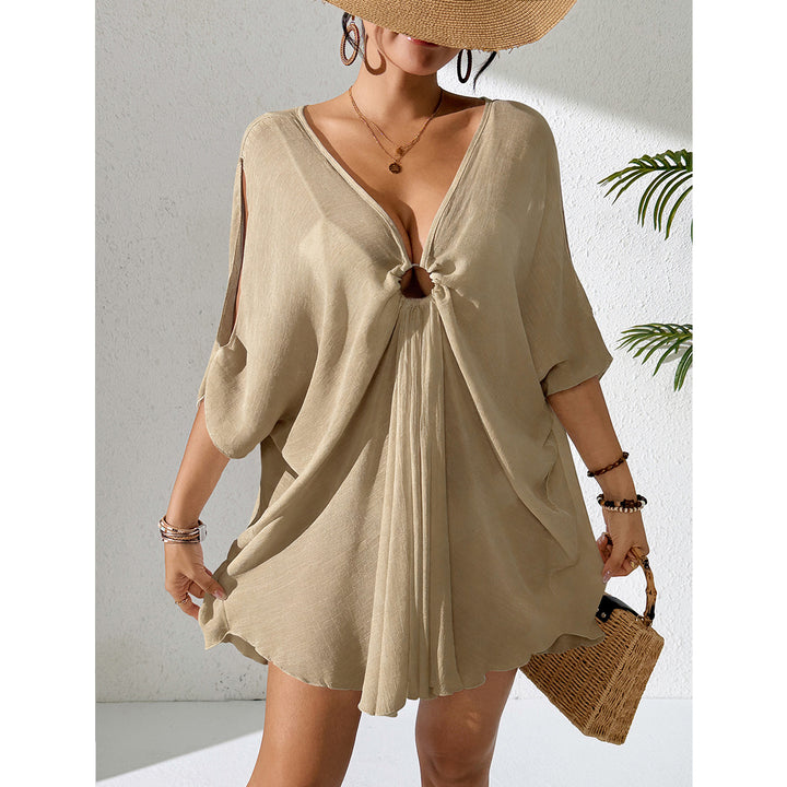 Damen Kaftan mit tiefem V-Ausschnitt und zurückgezogenem Design Skjora