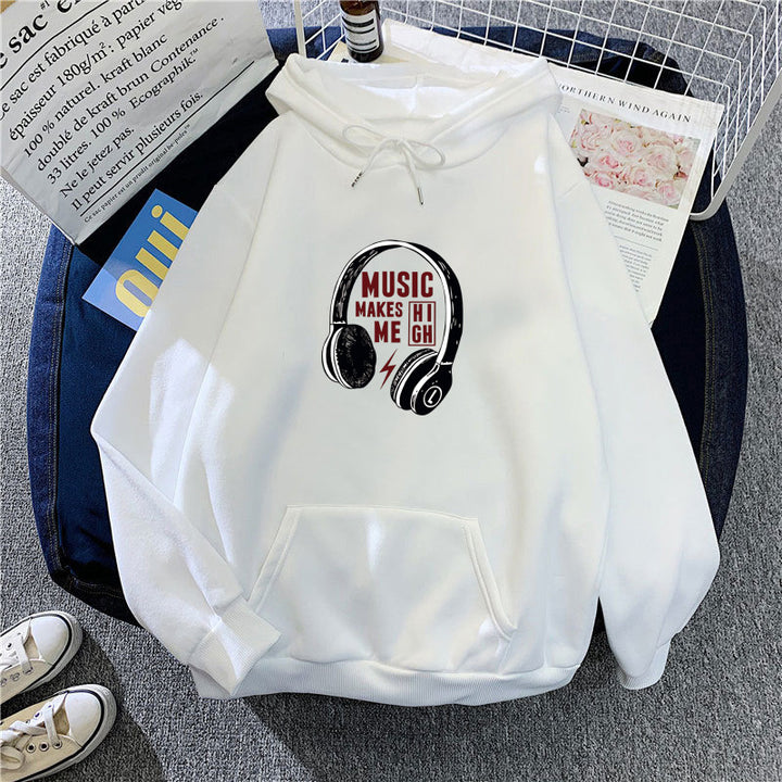 Kvinnehettegenser med kreativ musikkdesign Skjora