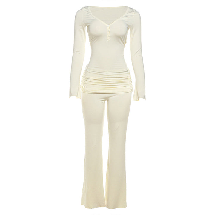Dame Myk Jumpsuit med lange ermer og rynker Skjora