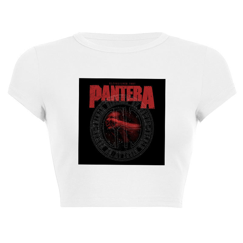 Dame ermeless T-skjorte med trykt vintage-motiv Skjora