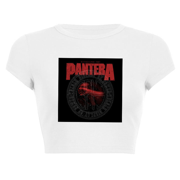 Dame ermeless T-skjorte med trykt vintage-motiv Skjora