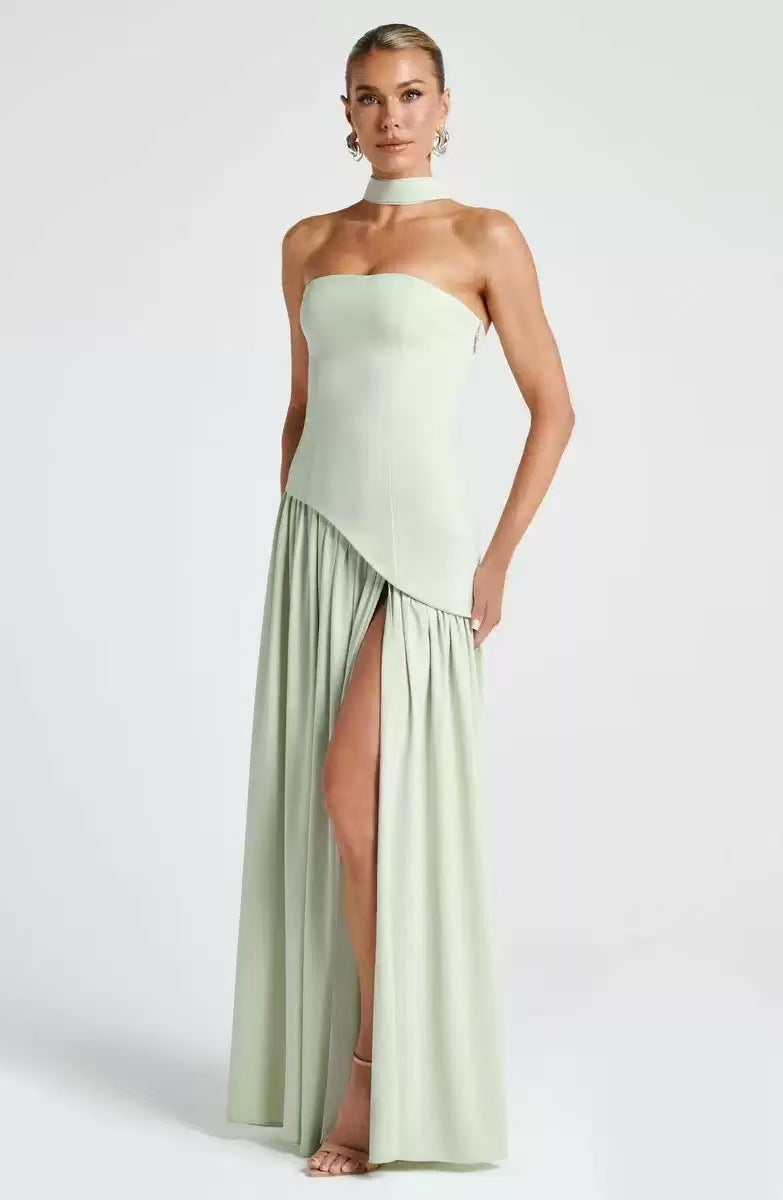 Kjoler Gulv-lengde Maxi Kjole med Skulder-fri Design og Elegant Slisse
