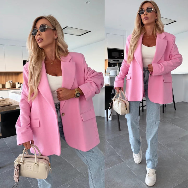 Kvinners oversized blazer med strukturerte ermer Skjora