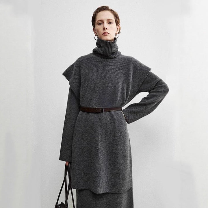 Dame elegant og moderne poncho med ekstra stor krage Skjora