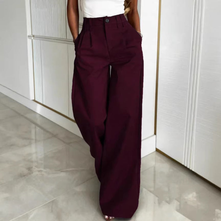 Dame Bred Dressbukse med elegante leggfolder Skjora
