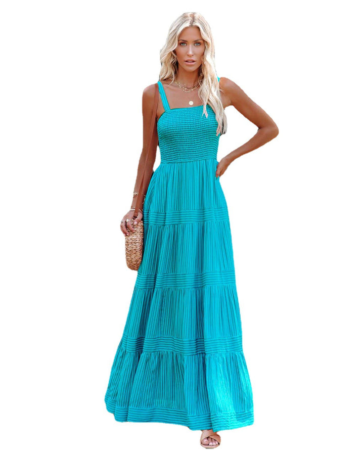 Dames maxi kjole med lett ruffle stil og elastisk bustier Skjora