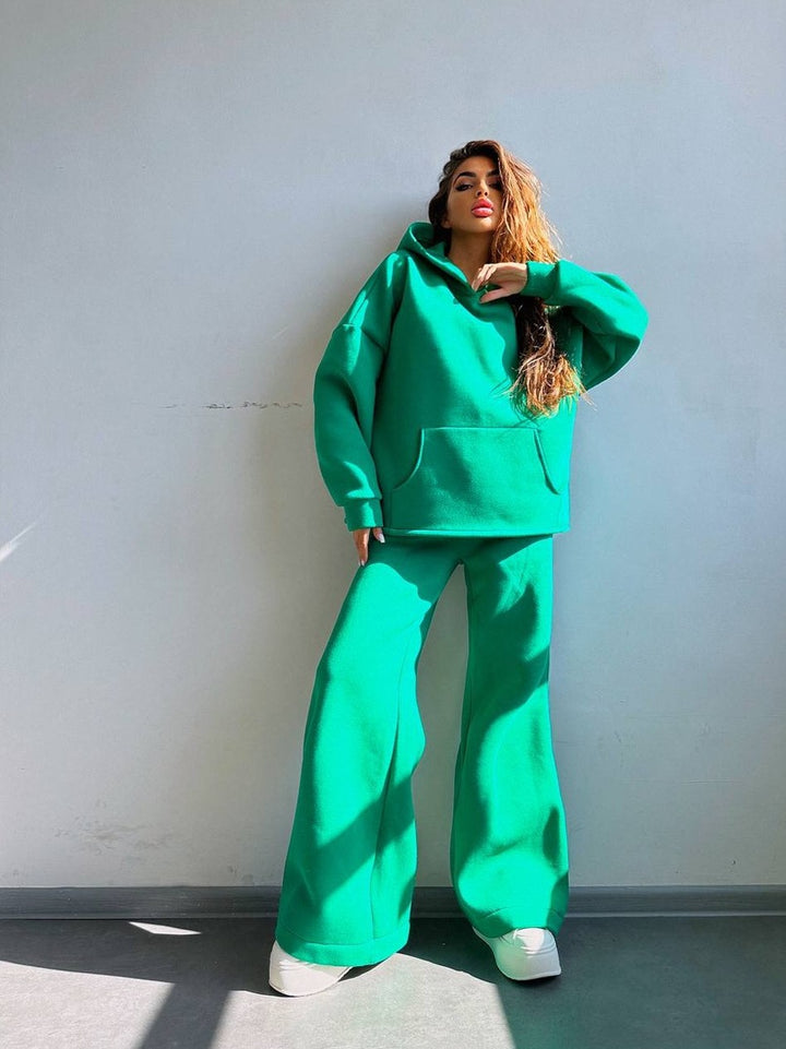 Dames Relaxed Fit Hoodie en Palazzo Pants Set Skjora
