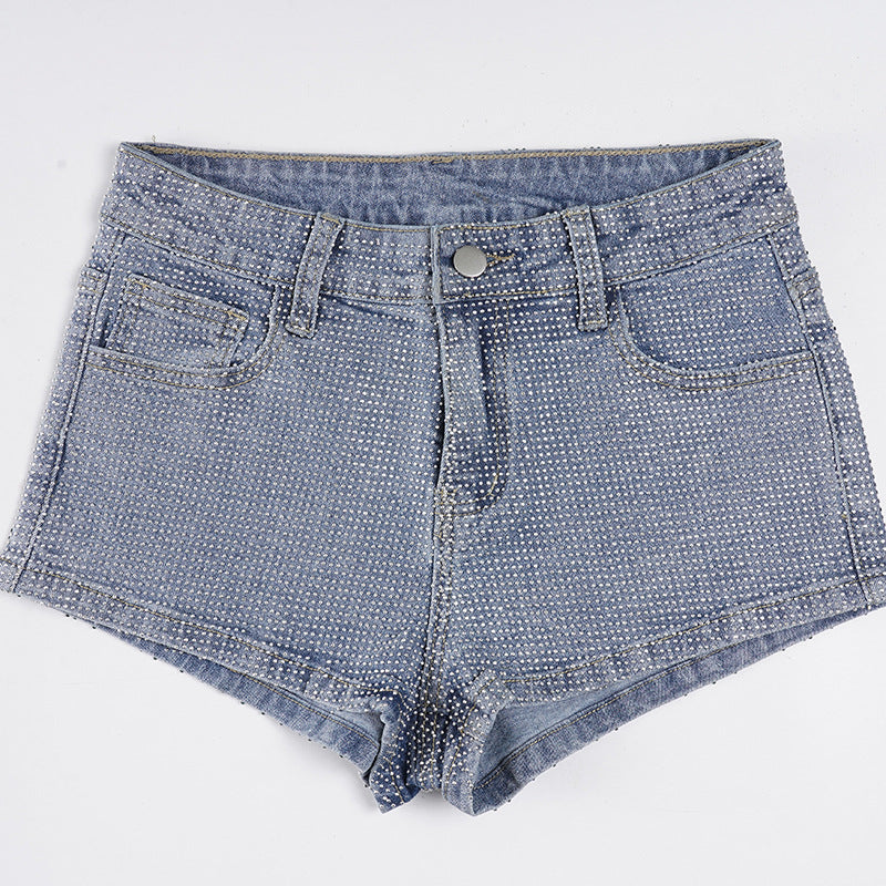 Damejeansshorts med glitterdetaljer Skjora