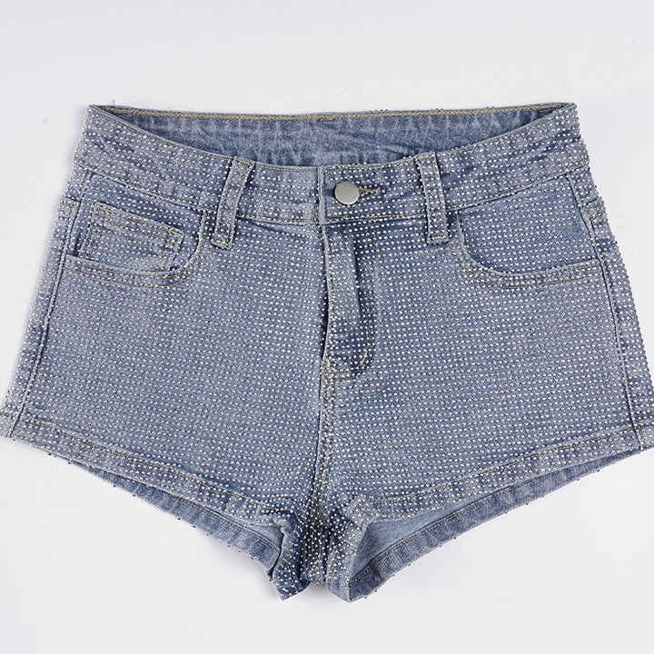 Damejeansshorts med glitterdetaljer Skjora