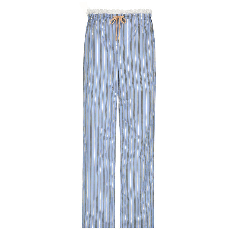 Dame løs pyjamasbukser med elegante striper Skjora