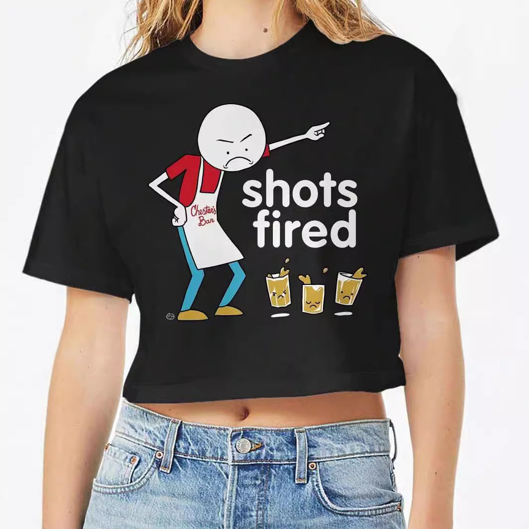 Dame Crop-Top med iøynefallende tekst Skjora