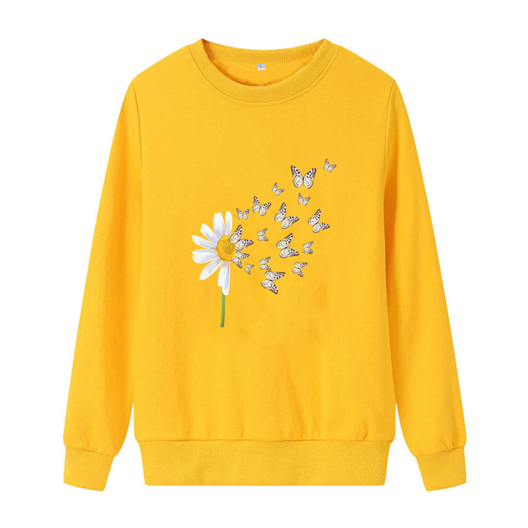 Dame sweatshirt med floral sommerfugldesign Skjora