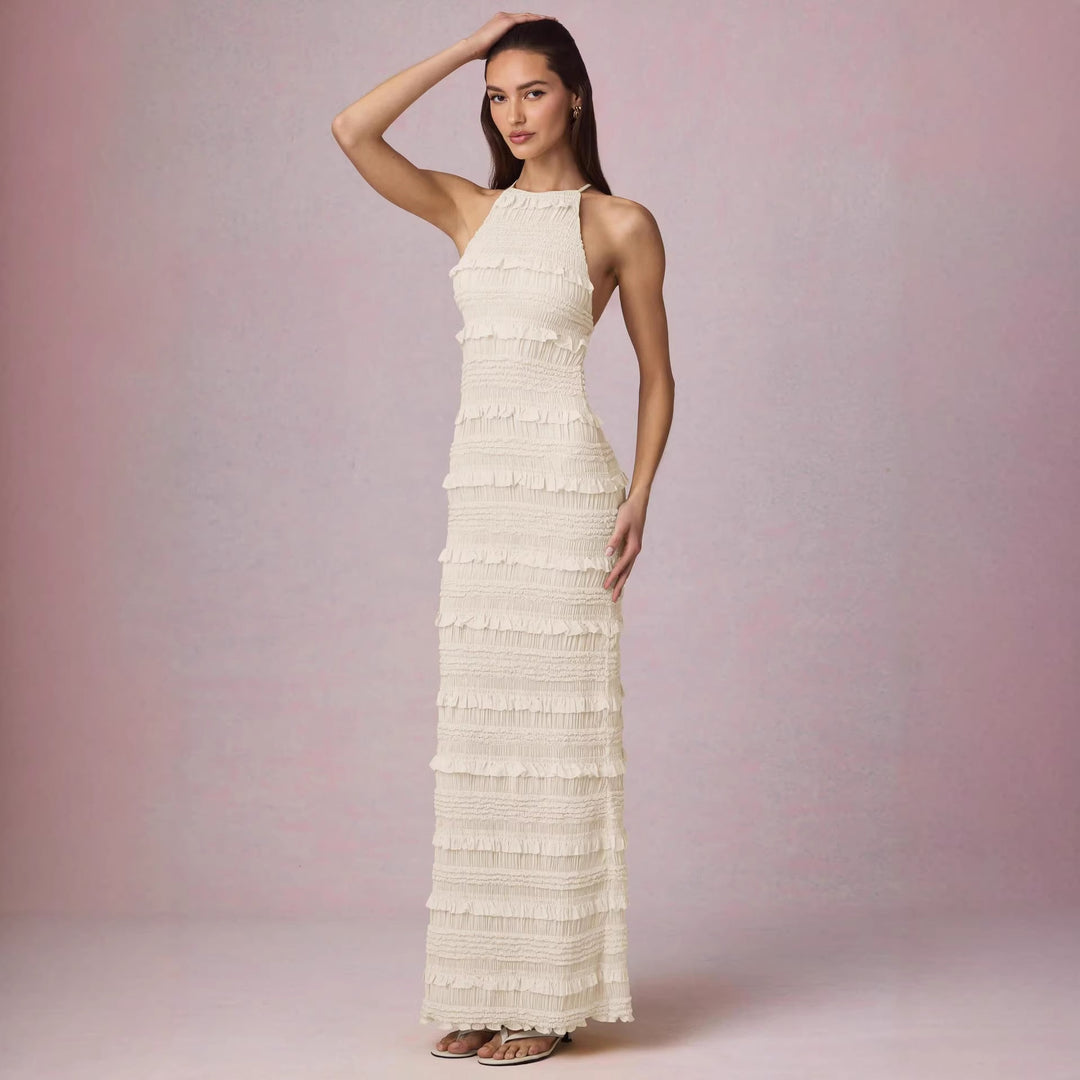 Damer Maxi Kjole med frynset design og elegant halterneck Skjora