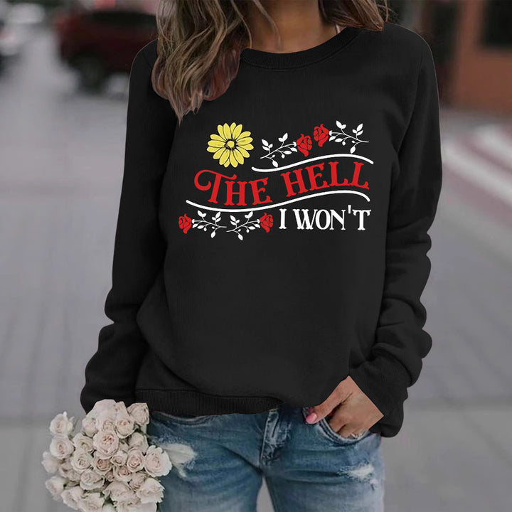 Kvinne sweatshirt med lekent motiv og komfortabel passform Skjora