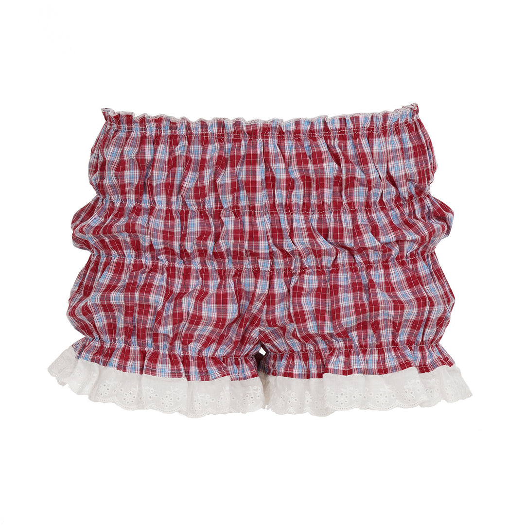 Dame korte rysjeshorts i rutete design Skjora