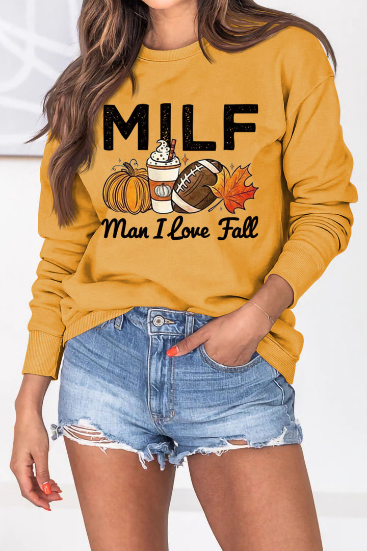 Kvinne sweatshirt med høst essens motiv og inspirerende tekst Skjora