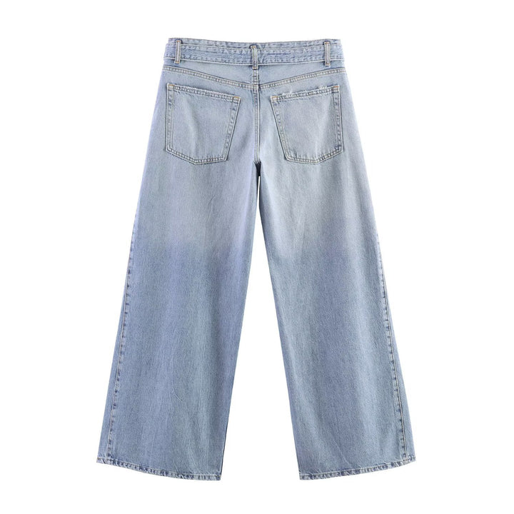 Damer vide jeans i moderne snitt med høye sideåpninger Skjora