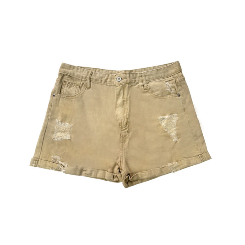 Dame Motebeviste Destroyed Shorts i Denim med avslappet snitt og frynsete detaljer Skjora