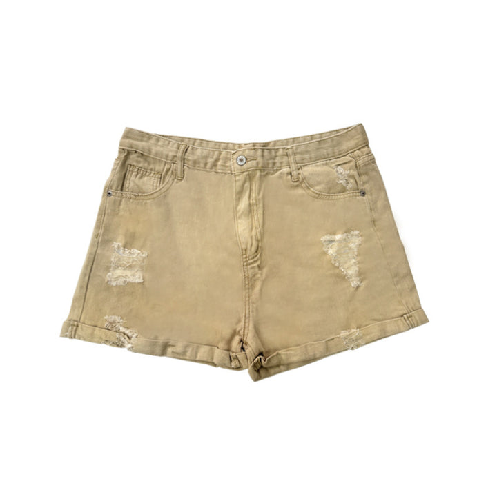 Dame Motebeviste Destroyed Shorts i Denim med avslappet snitt og frynsete detaljer Skjora