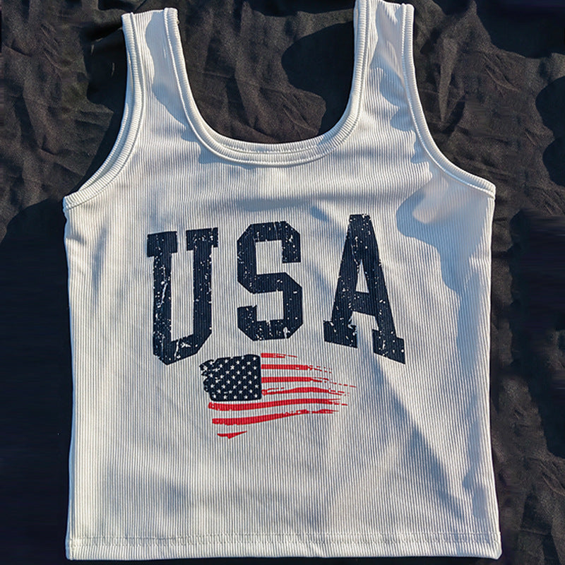 Dame ermeløs Tanktop med jamaicansk design Skjora