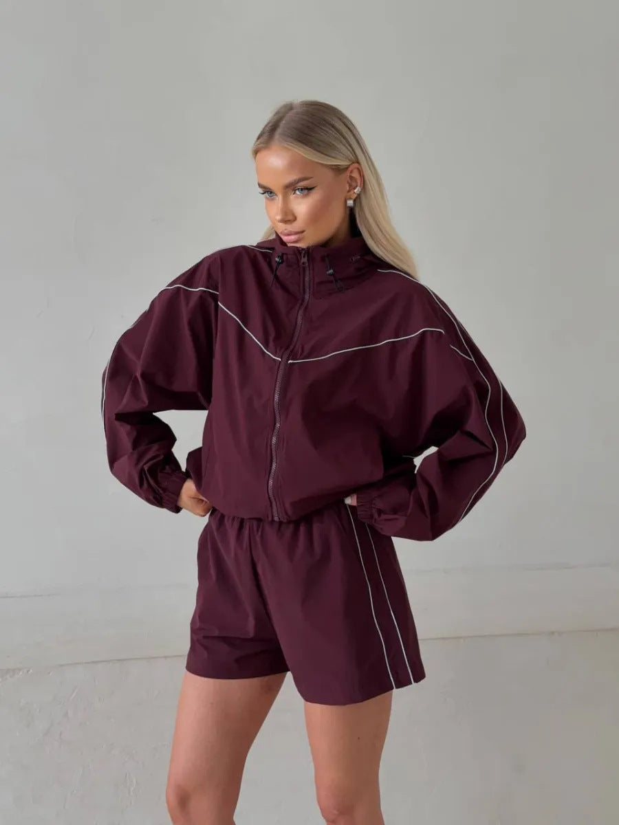 Dames Sportieve Korte Jas en Shorts Set Skjora