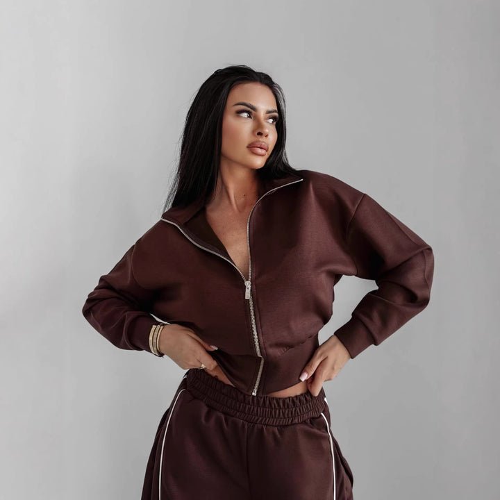 Dame casual tracksuit med løs passform og praktiske lommer