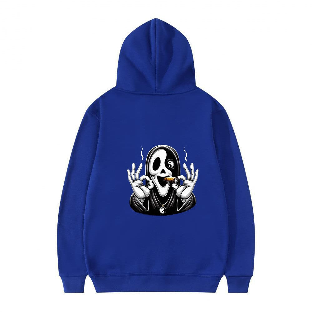 Dame hoodie med kunstnerisk hodeskalleprint og avslappet passform Skjora