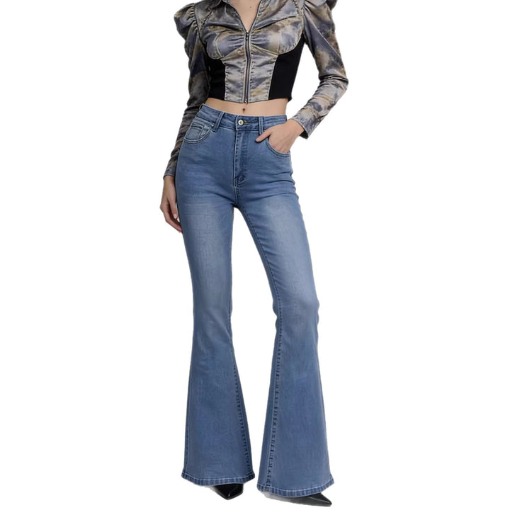 Dame Bootcut Jeans med høy midje og trendy vask Skjora