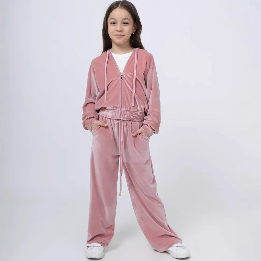 Dame Fleece Loungewear Sett med Hette og Høy Midje Skjora