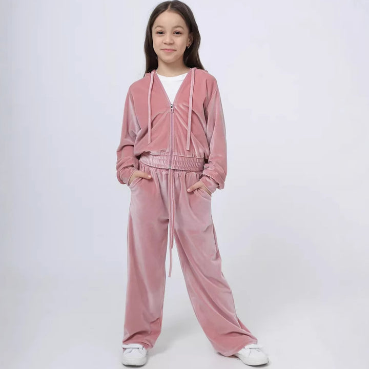 Dame Fleece Loungewear Sett med Hette og Høy Midje Skjora