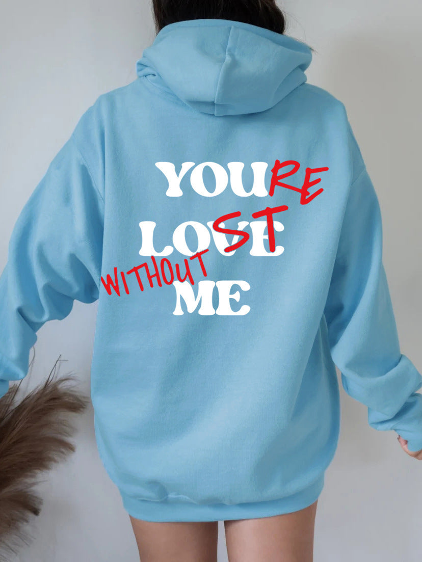Dame Oversized Hoodie med Inspirerende Trykk Skjora