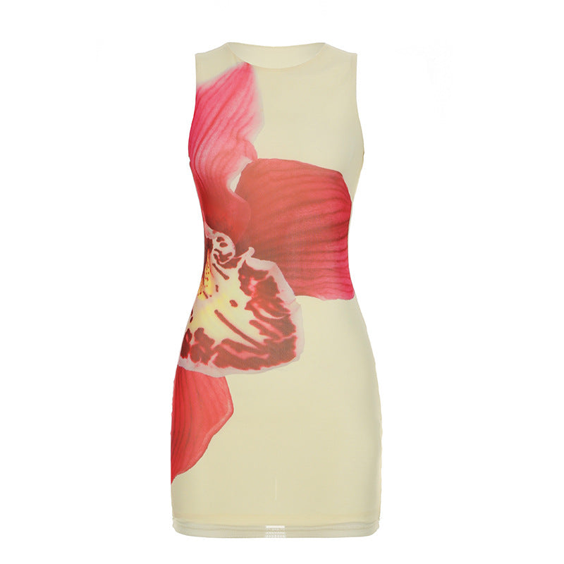 Dame Bandeau-kjole med blomstermotiv og tettsittende snitt Skjora