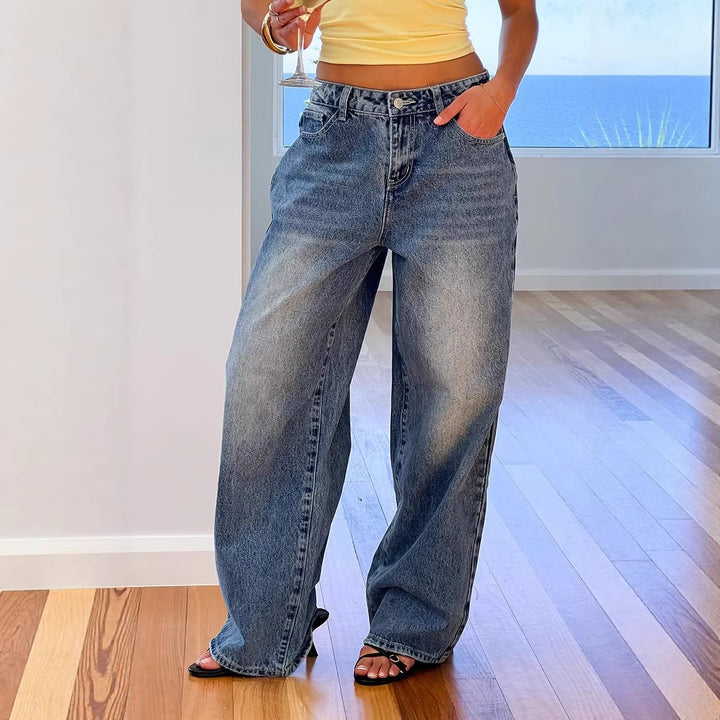 Kvinnenes vidde jeans med høy midje og avslappet stil Skjora