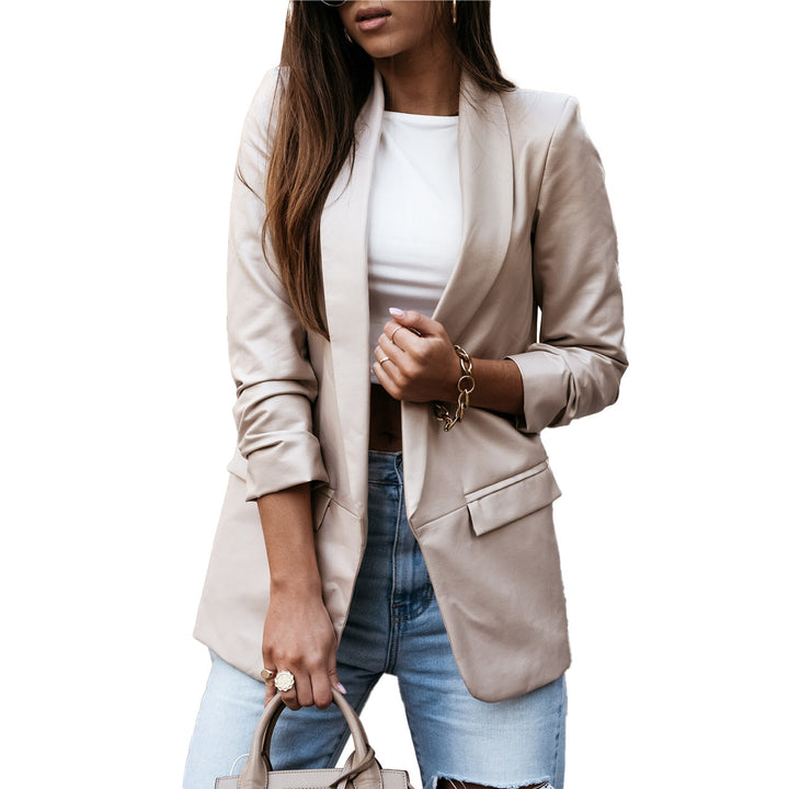 Damer Elegant Skinn Blazer med Moderne Snitt og Funksjonelt Design Skjora