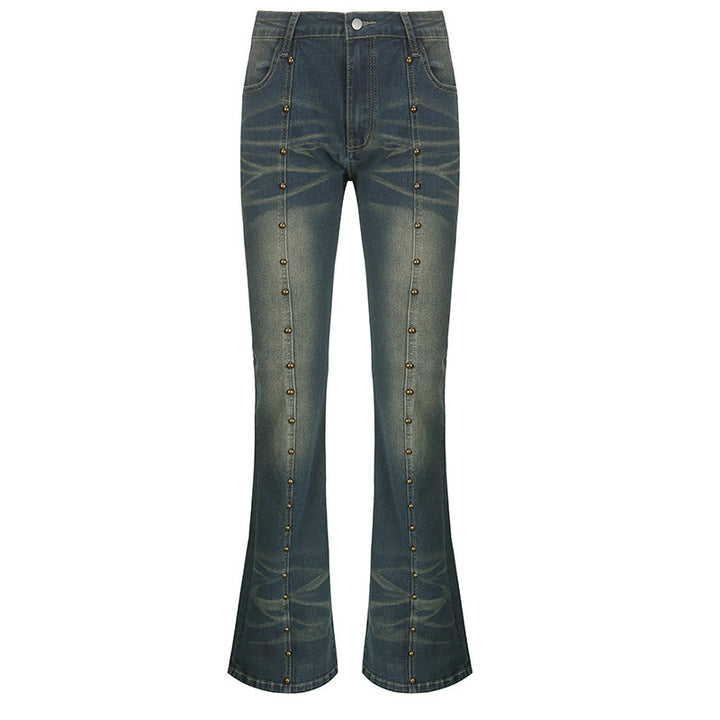 Dame Flared Jeans med dekorative knappedetaljer og fremragende denim-finish Skjora