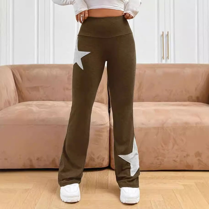 Damer ledige Bootcut-Leggins med stjernemotiv Skjora