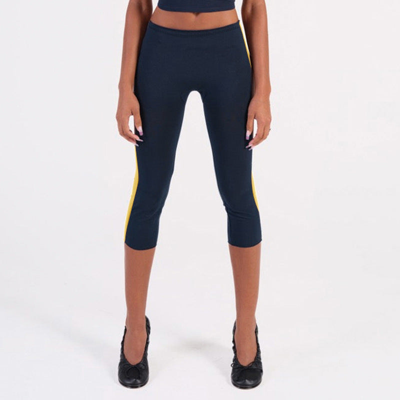 Damed Sporty 3/4-leggere med sidede kontraststriper Skjora